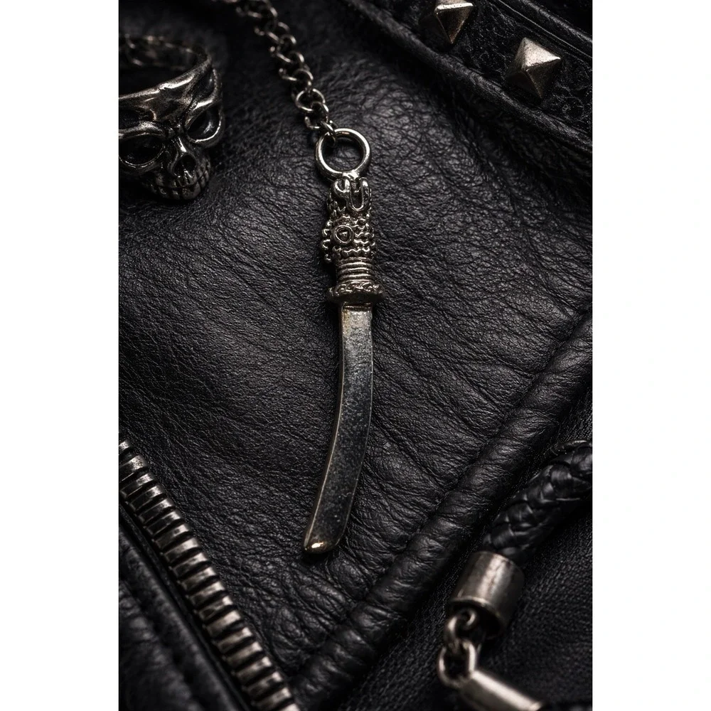 Mini Sword Dagger Pendant Charm Silver Tone Ornate‎ Handle 2